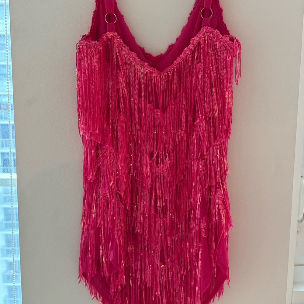 AKIRA Pink Sequin Fringe Dress - Picture 4 of 5
